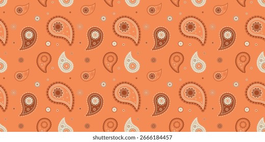 Linho chique com primavera rica. Turbilhão de verão na superfície interior. Tribal de pepino indiano em folha de gotas. Ladrilhado contemporâneo como desenho curva.