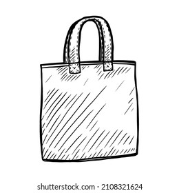 linen handbag doodle vector illustration