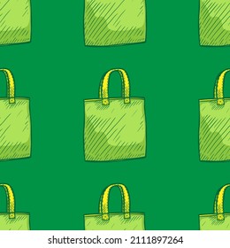 linen handbag doodle vector seamless pattern