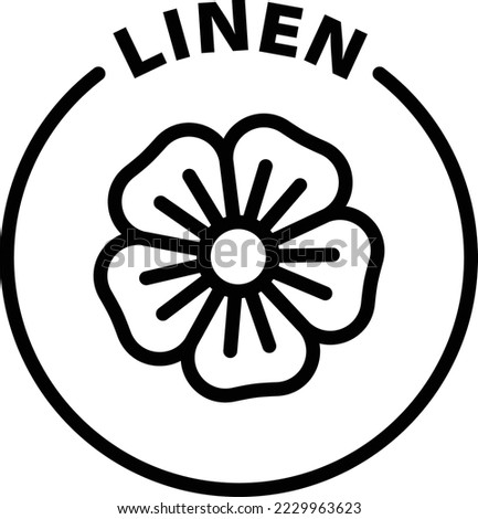 linen icon. Isolated vector black outline stamp label rounded badge product tag on transparent background. Symbol.