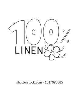 Linen isolated icon organic vector for textile, knitting industry isolated on white background. Can be used for logo, emblem, clothes label.