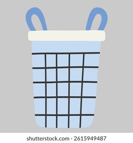 Linen Laundry Basket Hand Drawn Flat Vector Illustration