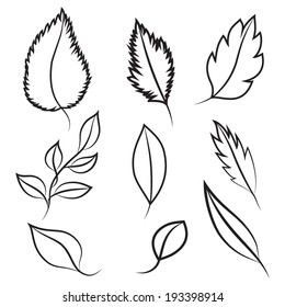 Linen leaves, vector set