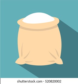 Linen sack full of flour icon. Flat illustration of linen sack full of flour vector icon for web isolated on baby blue background