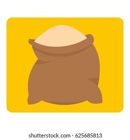Linen sack full of flour icon flat isolated on white background vector illustration