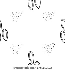 Linen seeds hand drawn vector seamless pattern. Outline monochrome texture made in doodle style.Fruit 
background for package, merch, wallpaper, menu and other design.