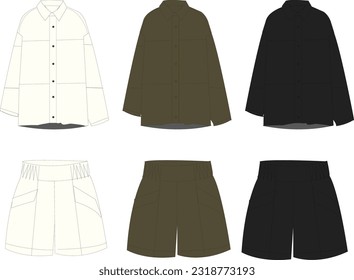 linen shirts and short template vector 
oversize cosy suit