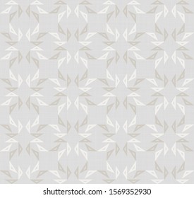 Linen Texture Background. Natural White Gray French Style. Neutral Unbleached with Abstract Star Seamless Pattern. Organic Yarn Close Up Weave Fabric for Wallpaper, Packaging. Vector EPS10 Repeat Tile
