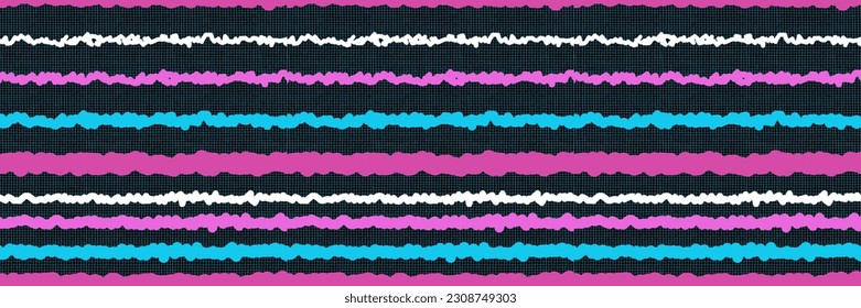 Linen texture in pink and blue shade. Wavy stripes.Retro style. Vector illustration for printing on paper, fabric, packaging, wallpaper.