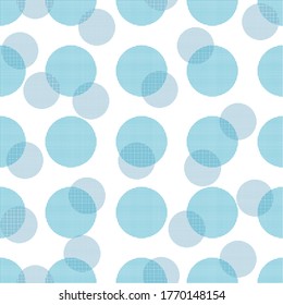 Linen textured circles seamless pattern. Vector illustration.