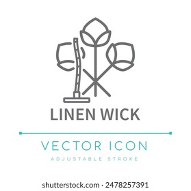 Linen Wick Candle Vector Line Icon, Candle Wick Type Symbol, Candle Making Vector Line Icon