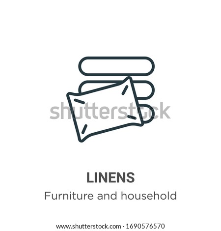 Linens outline vector icon. Thin line black linens icon, flat vector simple element illustration from editable furniture and household concept isolated stroke on white background