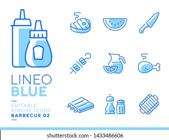 Lineo Blue - Barbecue and Grill line icons