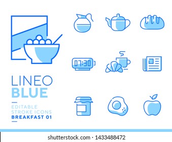 Lineo Blue - Breakfast and Morning line icons