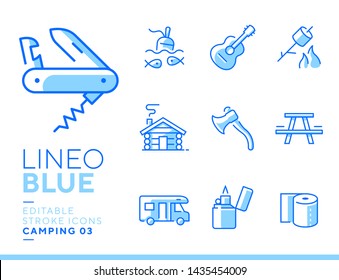 Lineo Blue - Camping and Outdoor line icons