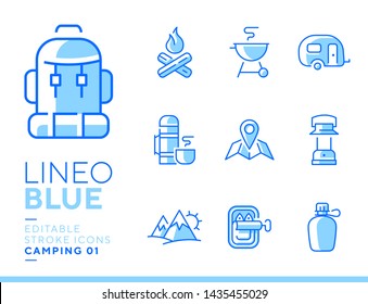 Lineo Blue - Camping and Outdoor line icons