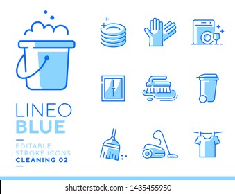 Lineo Blue - Cleaning and Housework line icons