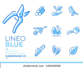 Lineo Blue - Gardening and Seeding line icons