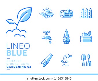 Lineo Blue - Gardening and Seeding line icons