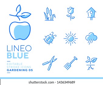 Lineo Blue - Gardening and Seeding line icons