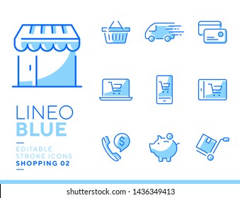 Lineo Blue - Shopping and E-commerce line icons