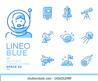 Lineo Blue - Iconos de línea de espacio y planetas