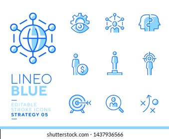 Lineo Blue - Strategy and Management line icons