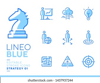 Lineo Blue - Strategy and Management line icons