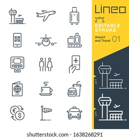 Lineo Editable Stroke - Iconos del contorno de aeropuertos y viajes