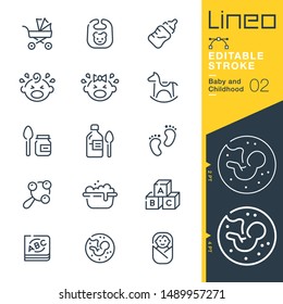 Lineo Editable Stroke - Baby and Childhood line icons