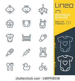 Lineo Editable Stroke - Baby and Childhood line icons