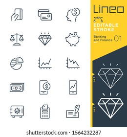 Lineo Editable Stroke - Banking and Finance line icons