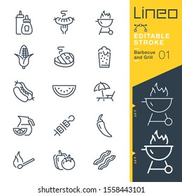 Lineo Editable Stroke - Barbecue and Grill outline icons.