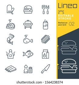 Lineo Editable Stroke - Barbecue and Grill outline icons.