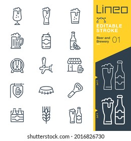 Lineo Editable Stroke - Beer and Brewery line icons