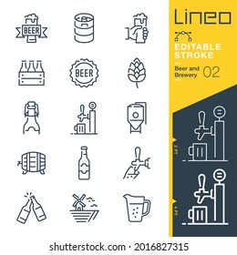 Lineo Editable Stroke - Beer and Brewery line icons