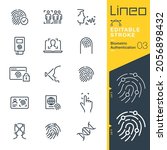 Lineo Editable Stroke - Biometric Authentication line icons