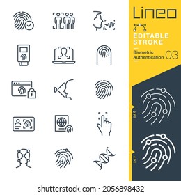 Lineo Editable Stroke - Biometric Authentication line icons