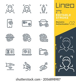 Lineo Editable Stroke - Biometric Authentication line icons