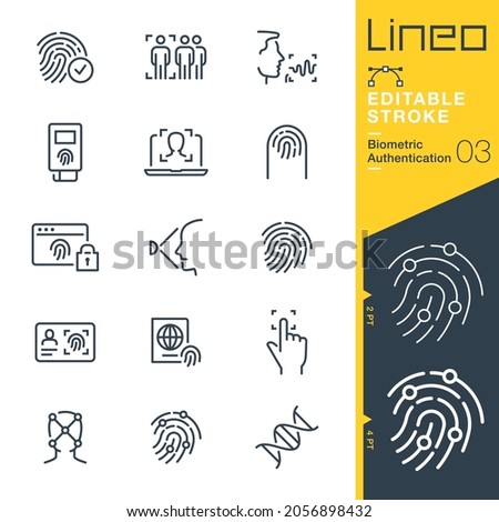 Lineo Editable Stroke - Biometric Authentication line icons