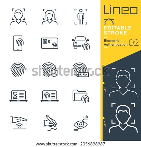 Lineo Editable Stroke - Biometric Authentication line icons