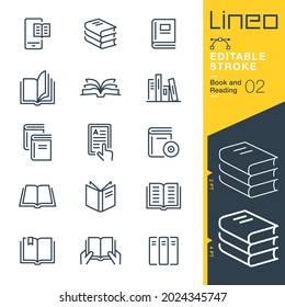 Lineo Editable Stroke - Book and Reading line icons
