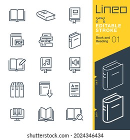 Lineo Editable Stroke - Book and Reading line icons