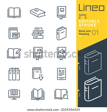 Lineo Editable Stroke - Book and Reading line icons