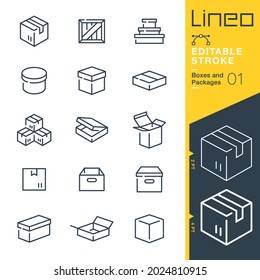 Lineo Editable Stroke - Boxes and Packages line icons