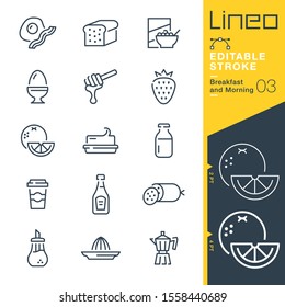 Lineo Editable Stroke - Breakfast and Morning line icons