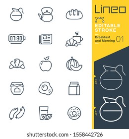 Lineo Editable Stroke - Breakfast and Morning line icons