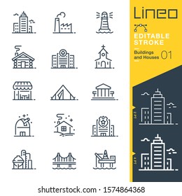 Lineo Editable Stroke - Buildings and Houses outline icons