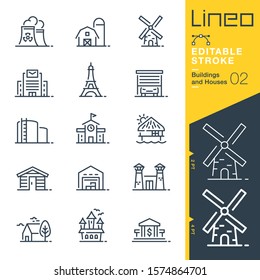 Lineo Editable Stroke    Buildings   Houses outline icons