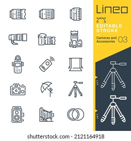 Lineo Editable Stroke - Cameras and Accessories line icons